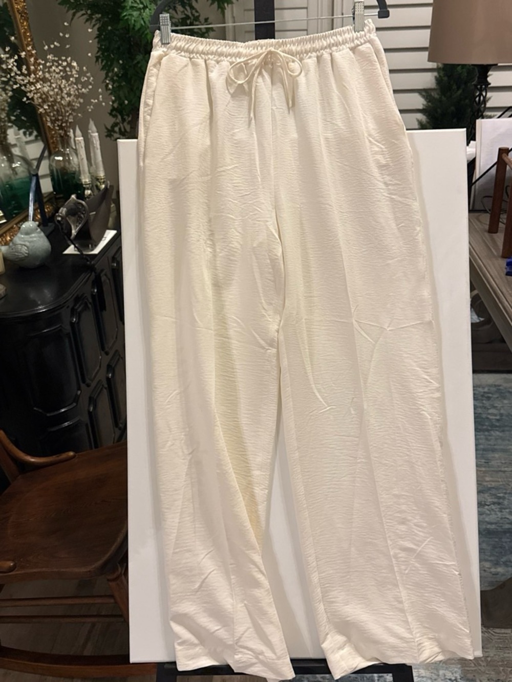 WomensCream Elastic Waist Drawstring Pants